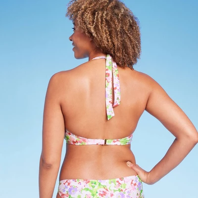 Women's Halter Center Front Ring Bralette Bikini Top - Shade & Shoreâ„¢ Multi Floral Print - Image 4