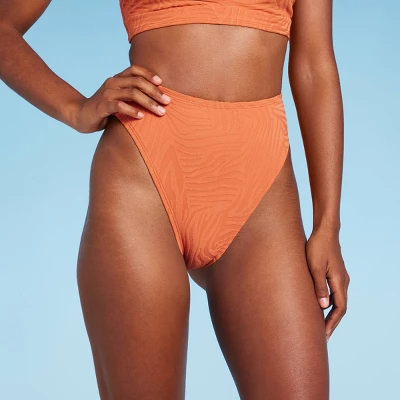 Women's High Waist Extra Cheeky High Leg Jacquard Bikini Bottom - Shade & Shoreâ„¢ Orange - Image 5