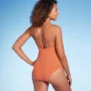 Women's Jacquard Rectangle Wire One Piece Swimsuit - Shade & Shore™ Orange