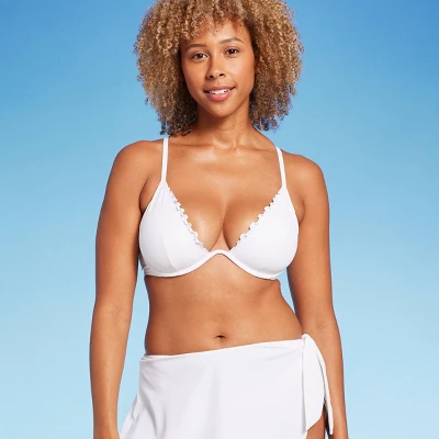 Women's Underwire Ruffle Trim Bikini Top - Shade & Shoreâ„¢ White - Image 3