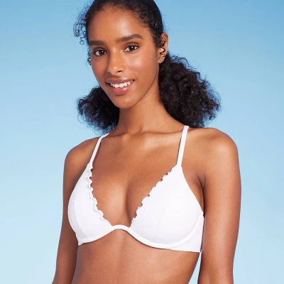 Women's Underwire Ruffle Trim Bikini Top - Shade & Shoreâ„¢ White - Image 2