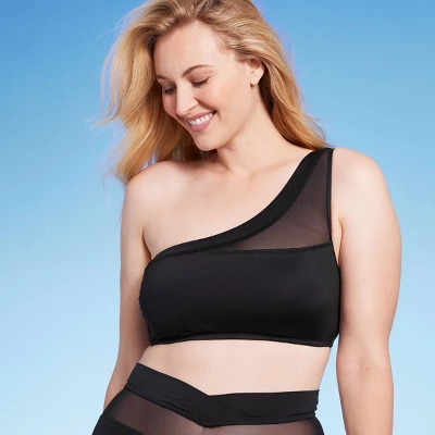 Women's One Shoulder Mesh Bikini Top - Shade & Shoreâ„¢ Black - Image 3