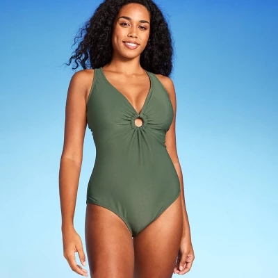 Women's Ribbed Plunge Ring Detail One Piece Swimsuit - Shade & Shoreâ„¢ - Image 5