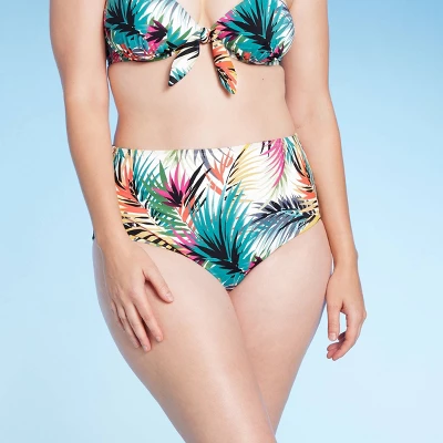 Women's High Waist Medium Coverage Bikini Bottom - Shade & Shoreâ„¢ Multi Palm Print - Image 3