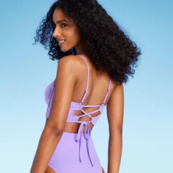 Women's Shirred Longline Bikini Top - Shade & Shoreâ„¢ Purple