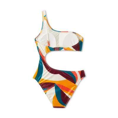 Women's One Shoulder Cut Out One Piece Swimsuit - Shade & Shoreâ„¢ Multi Abstract Print - Image 5