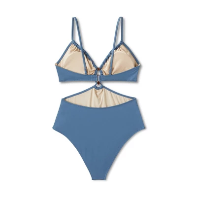 Women's Cut Out Bead Detail One Piece Swimsuit - Shade & Shoreâ„¢ Blue - Image 5