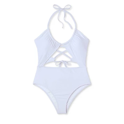 Women's Cut Out Halter Lurex One Piece Swimsuit - Shade & Shoreâ„¢ Cream - Image 4