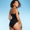 Women's Shirred Ribbed Bandeau Cheeky One Piece Swimsuit - Shade & Shore™