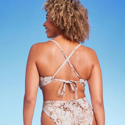 Women's Light Lift Shirred Underwire Bikini Top - Shade & Shoreâ„¢ Snake Print - Image 4