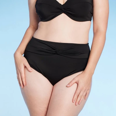 Women's High Waist Twist-Front Bikini Bottom - Shade & Shoreâ„¢ Black - Image 3