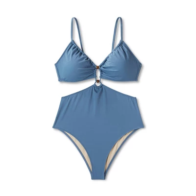 Women's Cut Out Bead Detail One Piece Swimsuit - Shade & Shoreâ„¢ Blue - Image 4