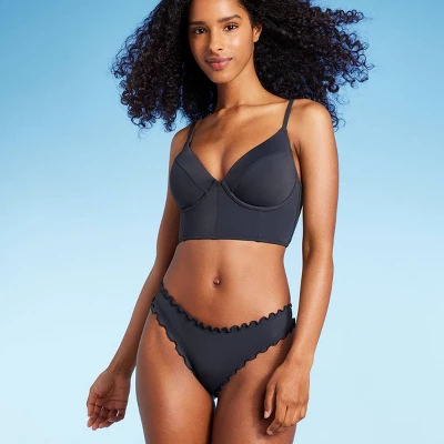 Women's Side-Tie High Leg Extra Cheeky Bikini Bottom - Shade & Shoreâ„¢ Gray - Image 2