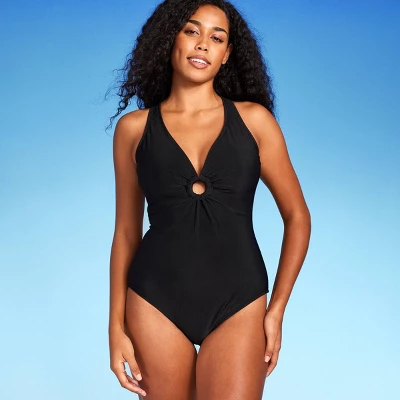 Women's Ribbed Plunge Ring Detail One Piece Swimsuit - Shade & Shoreâ„¢ - Image 2