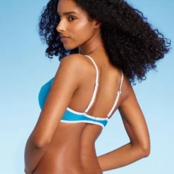 Women's Lightly Lined Ribbed Underwire Bikini Top - Shade & Shoreâ„¢ Blue