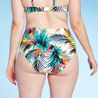 Women's High Waist Medium Coverage Bikini Bottom - Shade & Shoreâ„¢ Multi Palm Print - Image 4