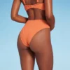 Women's High Waist Extra Cheeky High Leg Jacquard Bikini Bottom - Shade & Shore™ Orange