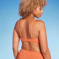 Women's Bandeau Jacquard Bikini Top - Shade & Shore™ Orange