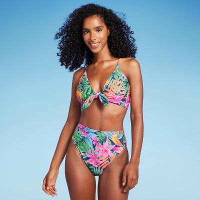 Women's High Waist High Leg Medium Coverage Bikini Bottom - Shade & Shoreâ„¢ Multi Tropical Floral Print - Image 2