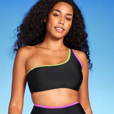 Women's Contrast Binding One Shoulder Bralette Bikini Top - Shade & Shoreâ„¢ - Image 3