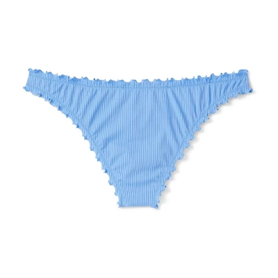 Women's Ribbed High Leg Extra Cheeky Ruffle Bikini Bottom - Shade & Shoreâ„¢ Light Blue - Image 6