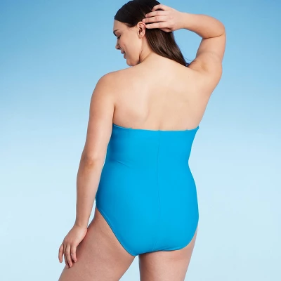 Women's Bandeau One Piece Swimsuit - Shade & Shoreâ„¢ Blue - Image 3