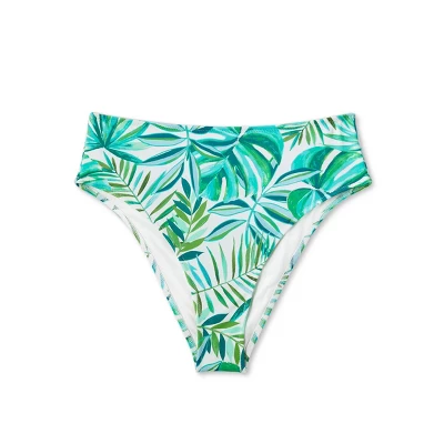 Women's High Waist High Leg Extra Cheeky Bikini Bottom - Shade & Shoreâ„¢ Green Tropical Print - Image 5