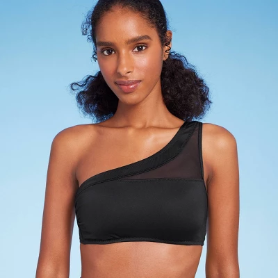Women's One Shoulder Mesh Bikini Top - Shade & Shoreâ„¢ Black - Image 2