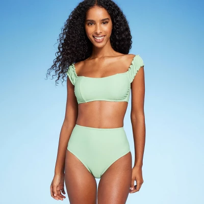Women's High Waist Cheeky Bikini Bottom - Shade & Shoreâ„¢ Light Green - Image 2