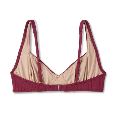 Women's Unlined Ribbed Bikini Top - Shade & Shoreâ„¢ Dark Red - Image 6