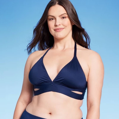 Women's Triangle Bralette Faux Wrap Halter Bikini Top - Shade & Shoreâ„¢ - Image 3