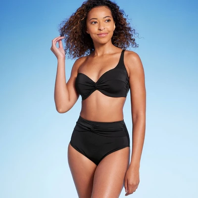 Women's High Waist Twist-Front Bikini Bottom - Shade & Shoreâ„¢ Black - Image 2