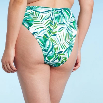 Women's High Waist High Leg Extra Cheeky Bikini Bottom - Shade & Shoreâ„¢ Green Tropical Print - Image 4